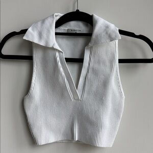 Babaton White Knit Crop Top Size XS